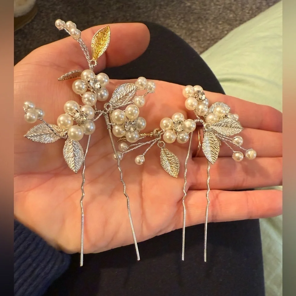 Elegant Silver and pearl-style hair pins - very pretty!